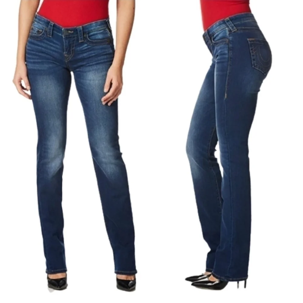 True Religion Avery Straight leg Jeans in Blue Women's Size 24 - Picture 2 of 13